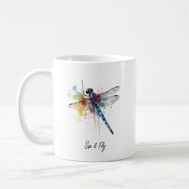 Caneca De Café Paisagem dos Sonhos da Libélula, personalizado (Esquerda)