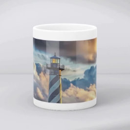 Caneca De Café Paisagem Dramática de Farol com Ondas Tempestuosas