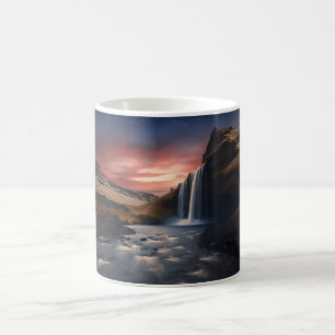 Caneca De Café Paisagem em cascata da Islândia
