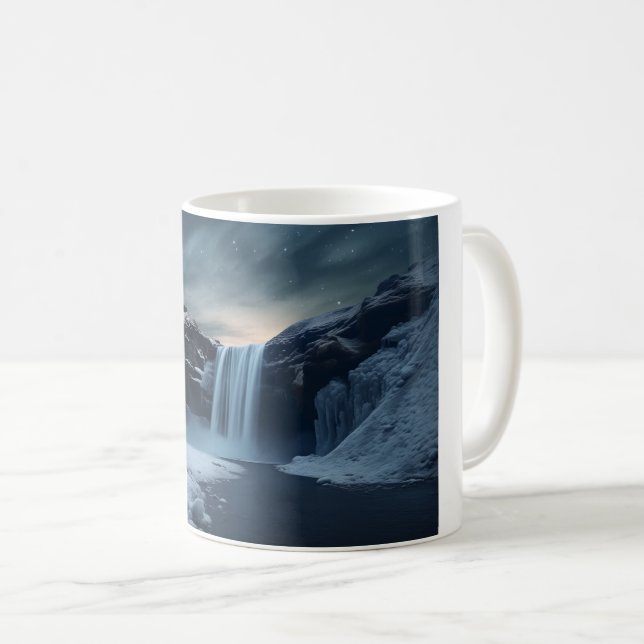 Caneca De Café Paisagem em cascata da Islândia (Frente Esquerda)