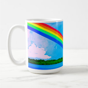 Caneca De Café Paisagem, Fundo da natureza, Arco-íris