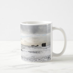Caneca De Café Paisagem marinha oceânica espumosa pálida, Islândi