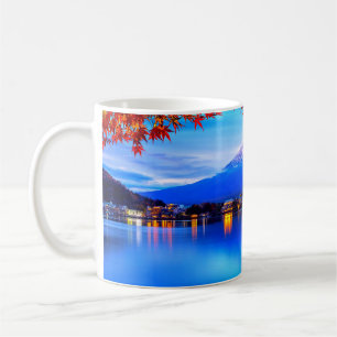 Caneca De Café Paisagem Natural com Fundo Azul-20230