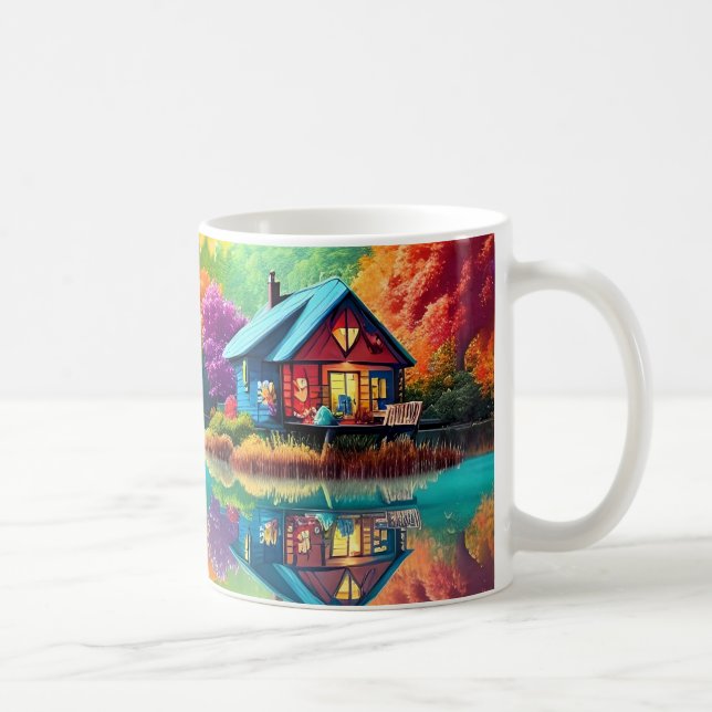 Caneca De Café Paisagem natural com lago, algodão, outono (Direita)