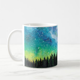Caneca De Café Paisagem noturna de Aquarela Via Látea