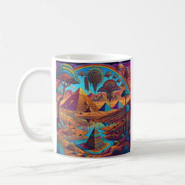 Caneca De Café Paisagem Psicodélica Egípcia (Esquerda)