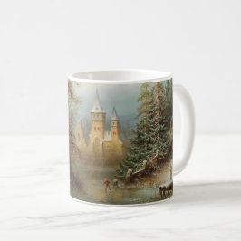 Caneca De Café Paisagem Romântica de inverno com Patinadores de G