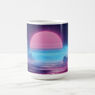 Caneca De Café Paisagem solar de Vaporwave,Design retrofuturista