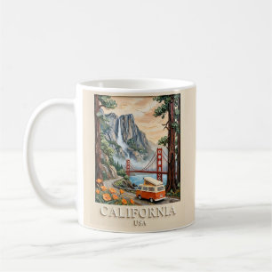 Caneca De Café Paisagem Texturizada em 3D Vintage de Viagem pela