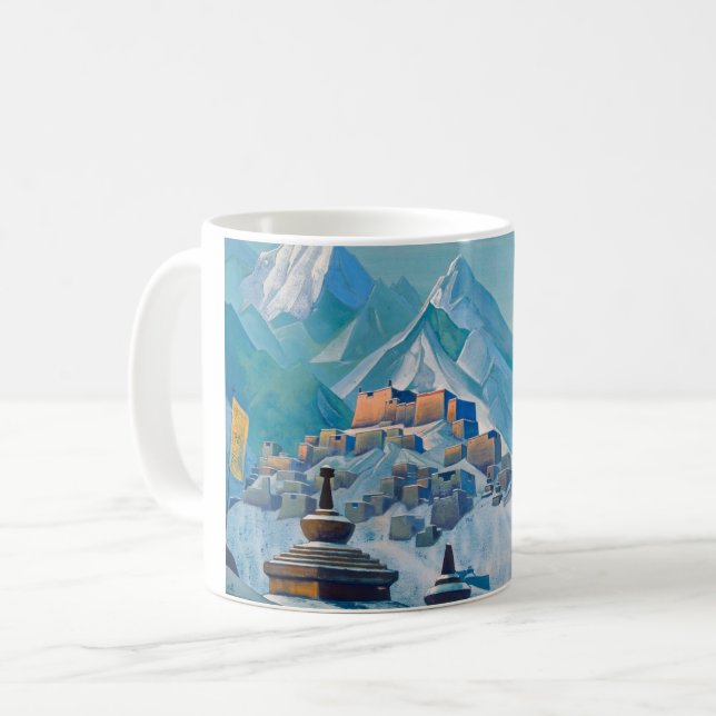 Caneca De Café Paisagem tibetana nos Picos da Montanha Himalaia (Frente Esquerda)