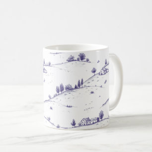 Caneca De Café Paisagem Toile Azul Vintage (1)
