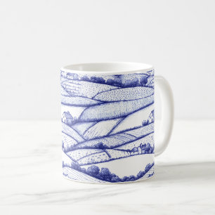 Caneca De Café Paisagem Toile Azul Vintage (6)