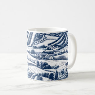 Caneca De Café Paisagem Toile Azul Vintage (7)
