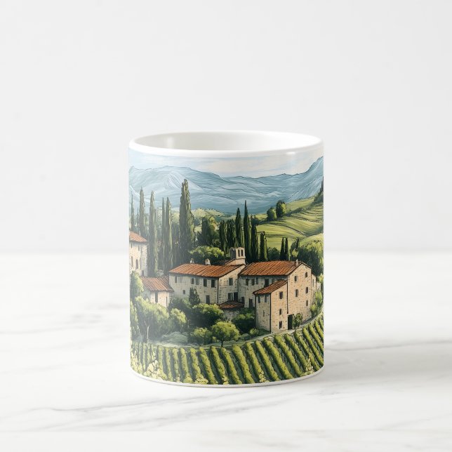 Caneca De Café Paisagem toscana com vinhedos e bicicleta (Centro)