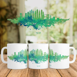 Caneca De Café Paisagem urbana da Cidade de Nova York em aquarela