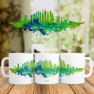 Caneca De Café Paisagem urbana da Cidade de Nova York em aquarela