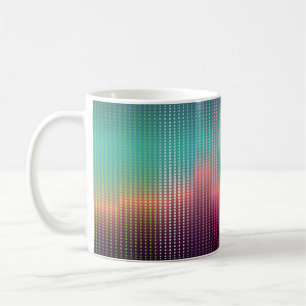 Caneca De Café Paisagem urbana digital, quadrados coloridos.
