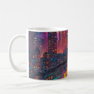 Caneca De Café Paisagem Urbana Mais Escura Psicodélica