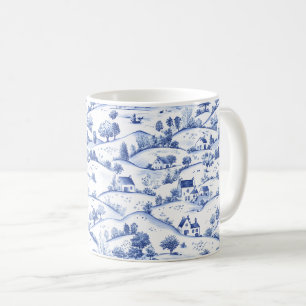 Caneca De Café Paisagem Vintage Toile Azul (4)