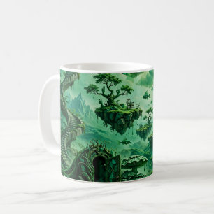 Caneca De Café Paisagens Surreais de Tons de Verde dos Sonhos Esm