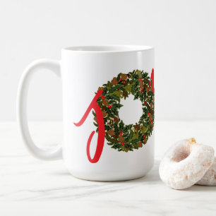 Caneca De Café Paisley Christmas Wreath JOY Christmas
