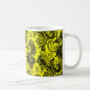 Caneca De Café Paisley colorido corajoso - amarelo e preto