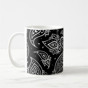 Caneca De Café Paisley elegance: padrão étnico uniforme.