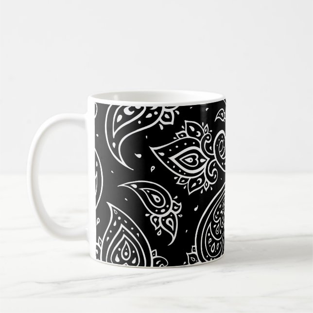 Caneca De Café Paisley elegance: padrão étnico uniforme. (Esquerda)