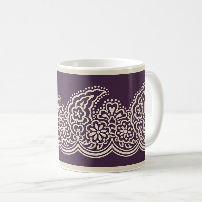 Caneca De Café Paisley em Purple Coffee Mug (Frente Esquerda)