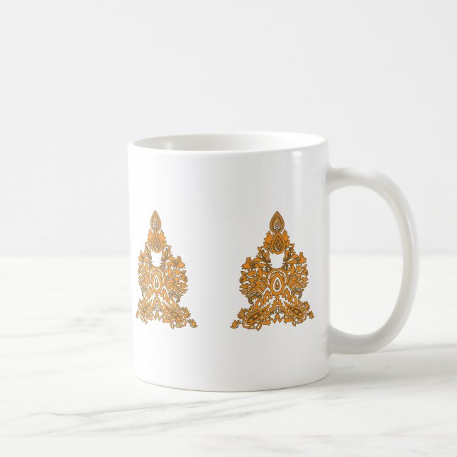 Caneca De Café Paisley Floral Art - Decor Laranja Boho (Direita)