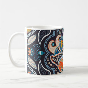 Caneca De Café Paisley Floral: Padrão Indiano Escuro