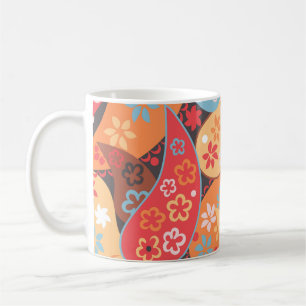 Caneca De Café Paisley, padrão sem costura, colorido dr mão vinta