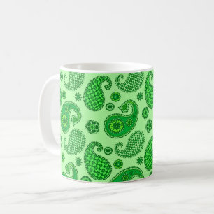 Caneca De Café Paisley Pattern, Limão e Emerald Green Coffee Mug