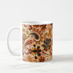 Caneca De Café Paisley sem costura com flores em ruas indígenas