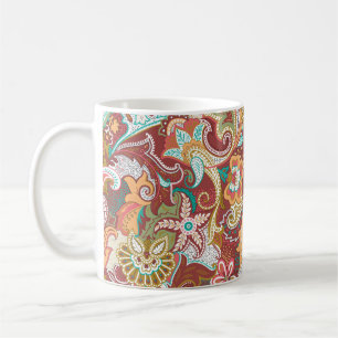 Caneca De Café Paisley sem costura: padrão de fundo elegante.