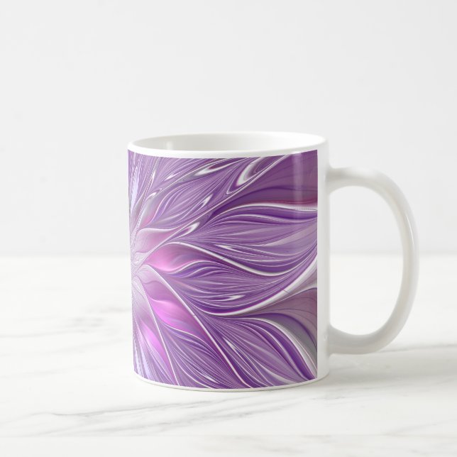 Caneca De Café Paixão roxa rosa Paixão Abstrato Arte Fractal (Direita)