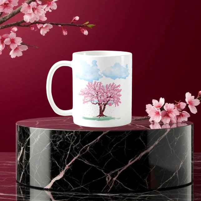 Caneca De Café Palácio Chinês com Árvores Sakura - Orienta Elegan (Criador carregado)