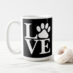 Caneca De Café Palavra AMOR Branca Pata de Cachorro Impressa em F