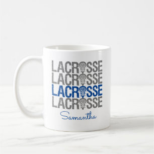 Caneca De Café Palavra de Lacrosse Real Azul Distante