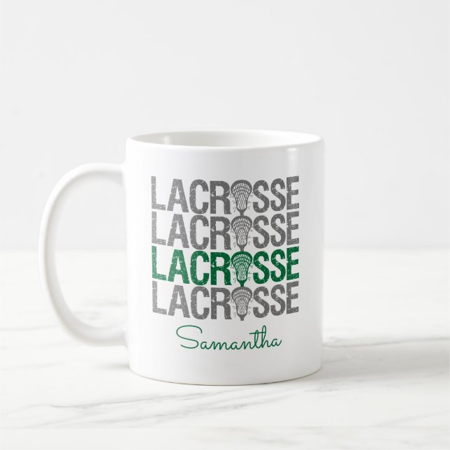 Caneca De Café Palavra de Lacrosse Verde (Esquerda)