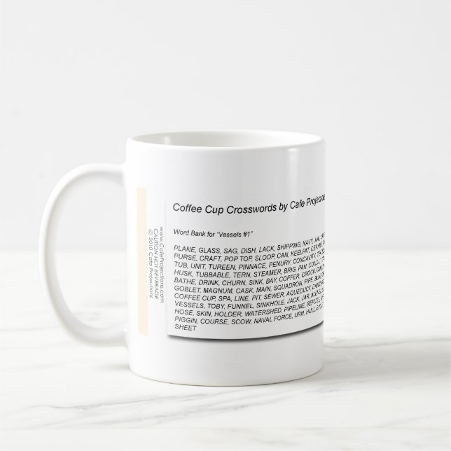 Caneca De Café Palavras cruzadas do copo de café - embarcações #1 (Esquerda)