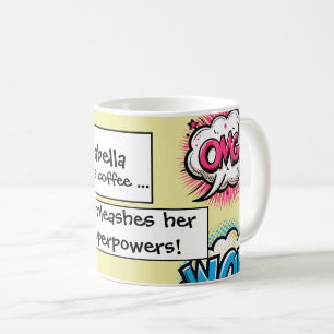 Caneca De Café Palavras de Ação Divertidas em Quadrinhos Balões d