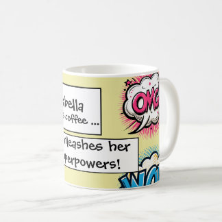 Caneca De Café Palavras de ação sobre quadrinhos engraçadas Palav