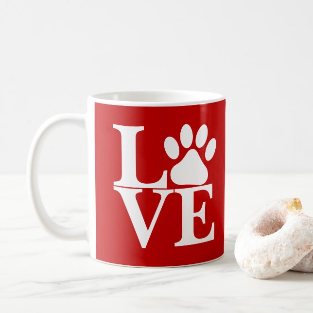 Caneca De Café Palavras De Amor Branco Palavras De Cachorro Padrã (Com Donut)