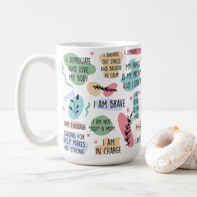 Caneca De Café Palavras de Confirmação de mãe (Com Donut)