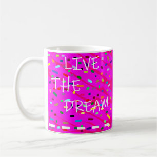 Caneca De Café Palavras de texto, padronizadas por design rosa, e