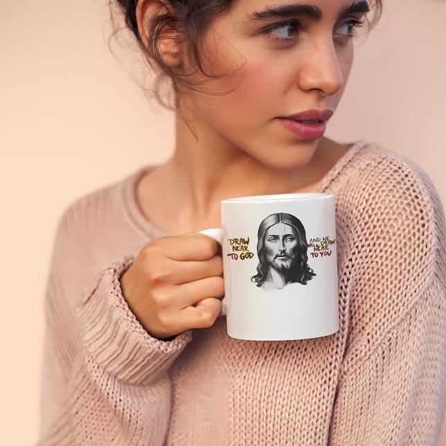 Caneca De Café Palavras divinas: Jesus Gravado na Arte (Criador carregado)