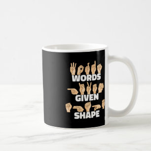Caneca De Café Palavras em formato ASL American Sign Language