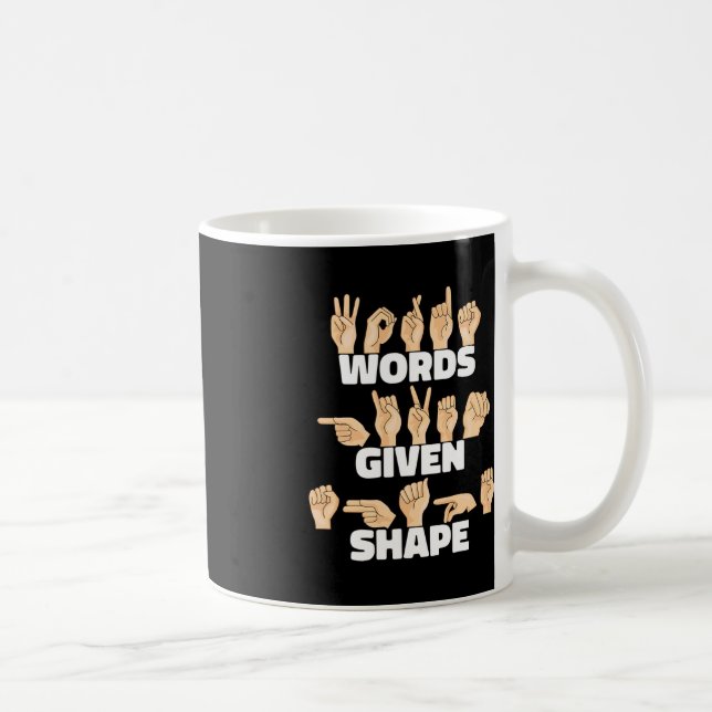 Caneca De Café Palavras em formato ASL American Sign Language (Direita)