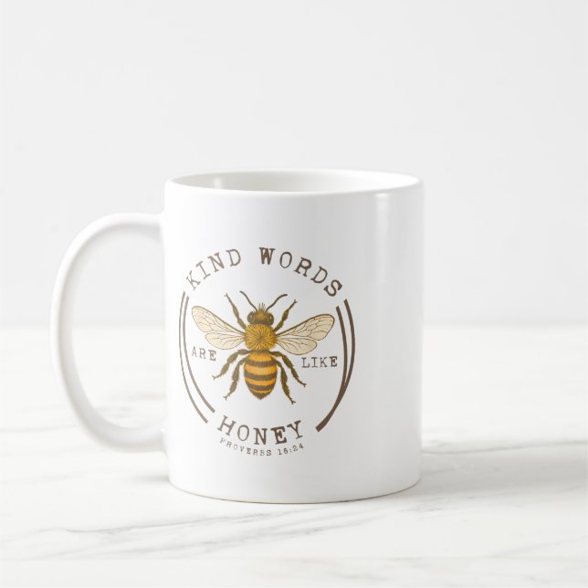 Caneca De Café Palavras gentis são como mel Provérbios 16 24 Abel (Esquerda)